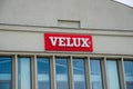 Velux business logo close up shot .