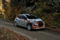 Brasov / Romania - 10/19/2019: Tess Rally 48 - Alexandru Gheorghe and his Peugeot 208 R2 on PS8 - Glejerie Royalty Free Stock Photo