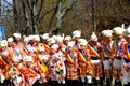 Men dancing during Juni parade in city Brasov Royalty Free Stock Photo