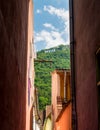 Brasov written with big letters on Mount Tampa. Brasov sign seen from the narrow streets of the old town Royalty Free Stock Photo