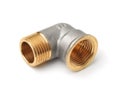 Brass angle threaded elbow fitting Royalty Free Stock Photo