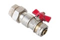 Brass ball valve with red handle for heating systems