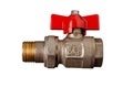 Brass ball valve with red handle