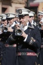 Brass band musicians, Palm Sunday, this band wears the uniform of Captain of Squad of the Royal escort of Alfonso XIII