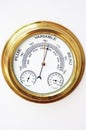 Brass Barometer, Thermometer, Hygrometer with White Face Royalty Free Stock Photo