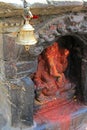 A brass bell at Ganesha Hindu shrine in Kathmandu