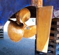 Brass boat propeller and steering