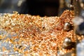 Brass and bronze shavings on a lathe after processing non-ferrous metals Royalty Free Stock Photo