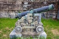 Brass Cannon on Stone Cradle Royalty Free Stock Photo