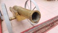 Brass cannon with two wheel Royalty Free Stock Photo