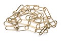 Steel chain with brass plated surface, straight shaped, with rounded links