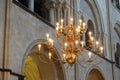 Brass chandelier in English cathedral