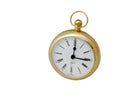 Brass clock on white