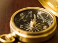 Brass Compass on Wood