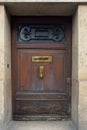 Brass door knob and letter plate Royalty Free Stock Photo