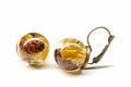 Brass earrings with sphere resin balls