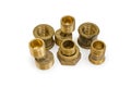 Brass eccentric connectors and other threaded plumbing component Royalty Free Stock Photo