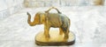 Brass elephants for raise cast lots in the temple. Small gold elephant for raise cast lots in temple Royalty Free Stock Photo