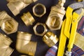 Brass fittings with wrench