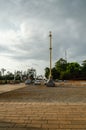 Brass flag post at St. Lawrence minor basilica at Attur, India