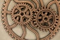 Brass gears are interlocked