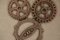 Brass gears are interlocked