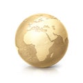 Brass globe 3D illustration europe and africa map