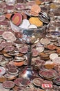 Brass Goblet Surrounded By Canadian Coins