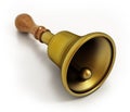 Brass hand bell isolated on white background. 3D illustration Royalty Free Stock Photo