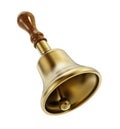 Brass hand bell isolated on white background. 3D illustration Royalty Free Stock Photo