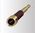 Brass Hand Held Telescope, Pirate Spyglass. 3D realistic isolated on white background