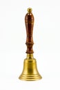 Brass handbell with wooden handle Royalty Free Stock Photo