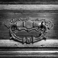 Brass handle hand made of an antique drawer. Royalty Free Stock Photo