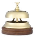 Brass hotel bell low angle on white with (path) Royalty Free Stock Photo