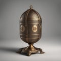 A brass incense burner in the shape of an egg