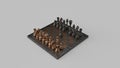 Brass and Iron Chessboard and Pieces