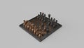 Brass and Iron Chessboard and Pieces