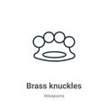 Brass knuckles outline vector icon. Thin line black brass knuckles icon, flat vector simple element illustration from editable