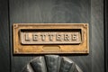 Brass letterbox with Italian text Lettere - Front door