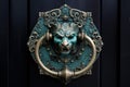 Brass-made Decorated handle knocker. Generate Ai Royalty Free Stock Photo