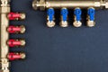 Brass manifold, PEX Fittings with ball valves.