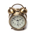 Brass metal alarm clock retro style. Royalty Free Stock Photo