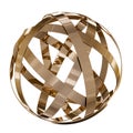 Brass metal stripes sphere or ball. Abstract logo or icon design. Home decor and accents. Home decorative accessories. Isolated
