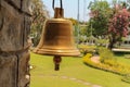 A brass mettle bell at front with beutiful background Royalty Free Stock Photo