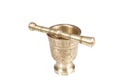 Brass mortar with pestle Royalty Free Stock Photo