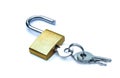 Brass padlock isolated on white background. Royalty Free Stock Photo