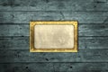 Brass plate on blue boards