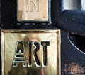 Brass plate in the entrance hall at the Glasgow School of Art building, also known as the Mackintosh Building, Scotland UK