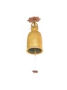 Brass praying bells hanging  in temple isolated on white background , clipping path Royalty Free Stock Photo