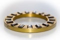 Brass roller cage of a thrust roller bearing Royalty Free Stock Photo